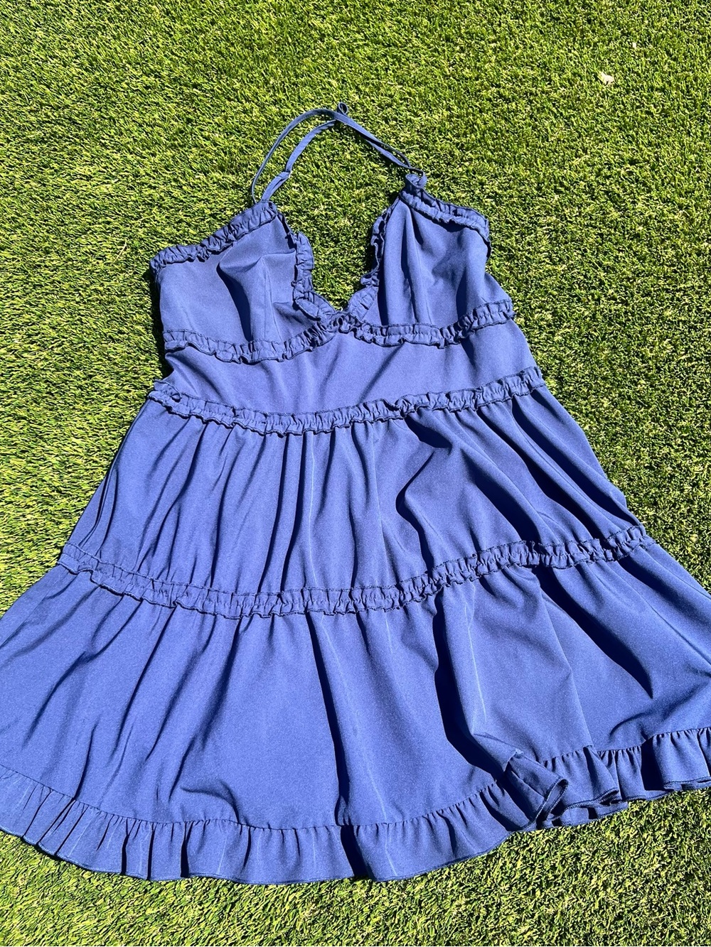 Blue Ruffle Tiered Dress